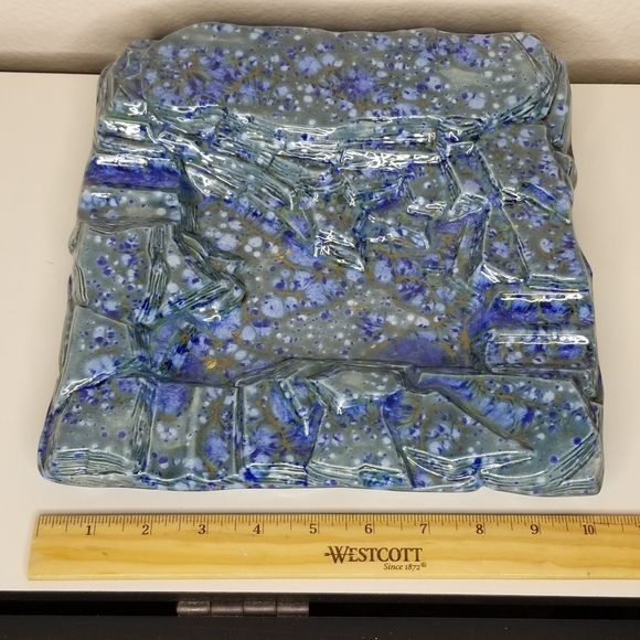 Holland Mold Pottery Large Ceramic Ashtray Mid Century- Modern Speckled Blues - Picture 13 of 15